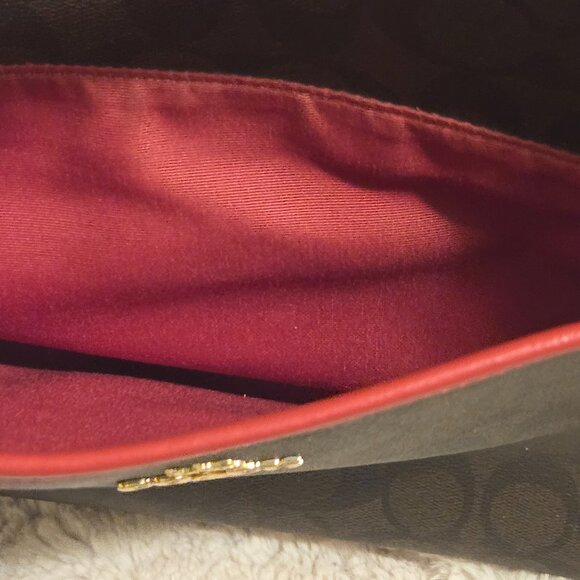 COACH Signature File (Imitation Gold/Brown/Carmine) Crossbody Bag - Picture 4 of 9